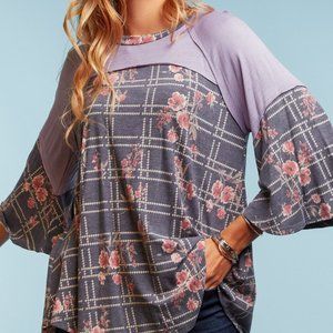 Lavender Floral Design Blouse